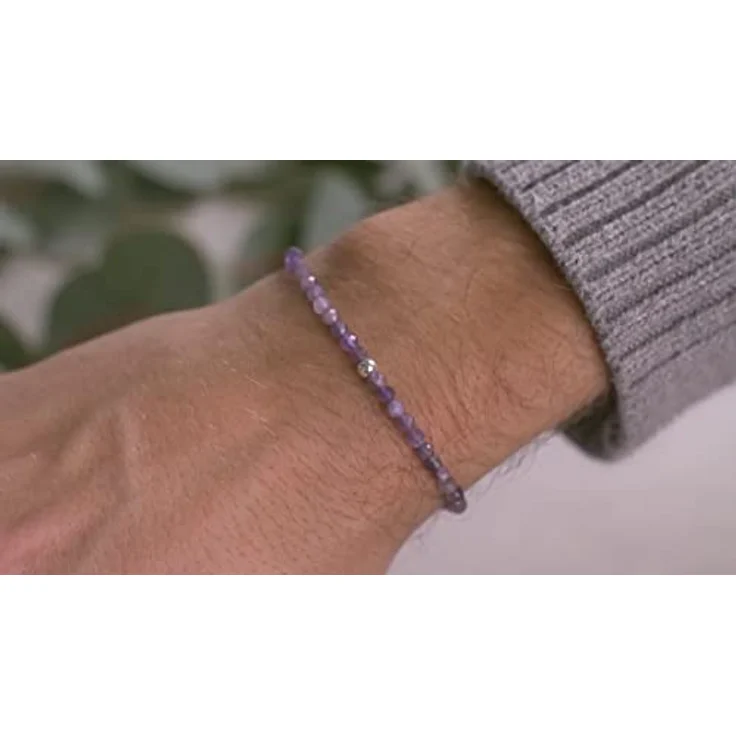 BERGERLIN Amethyst Armband lila mit 925 Sterling Silberperle, facettiertes Perlenarmband Größe XS-S, handmade und verstellbarer Verschluss – Bild 4