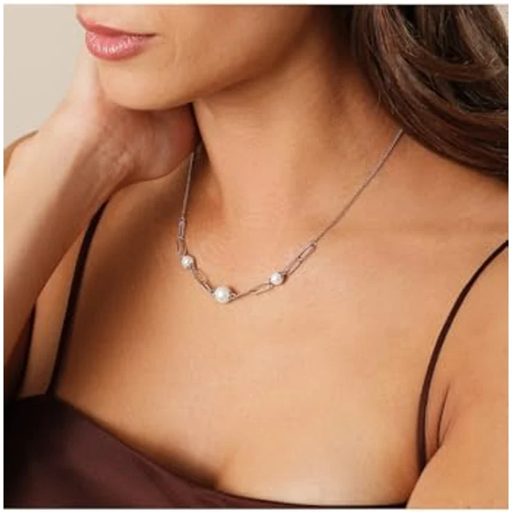 CHRIST Damen-Halskette 925er Silber, recycelte Muschelkern-Elemente, One Size, Silber – Bild 2