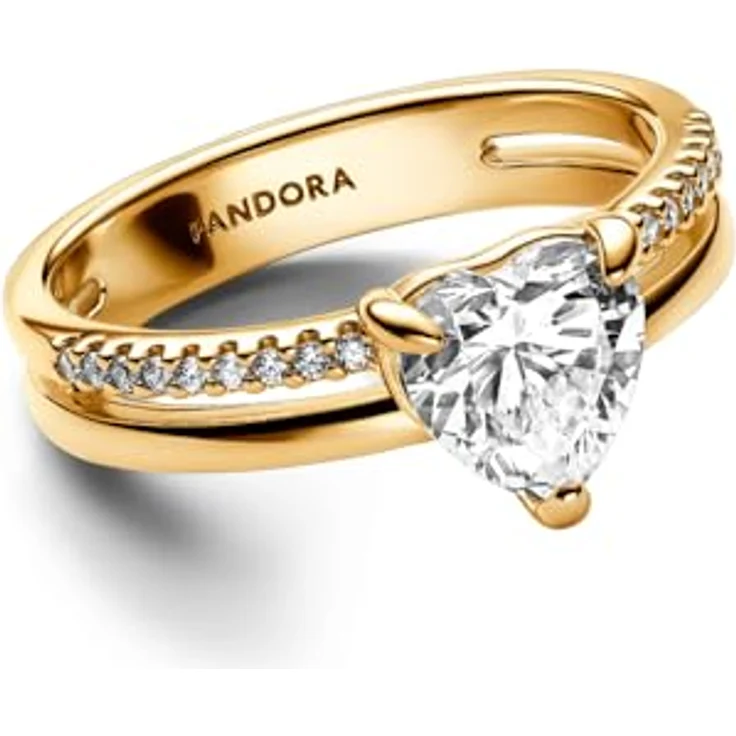 Pandora 163100C01 Damen-Ring Doppelschiene mit Herz, goldfarben, Zirkonia, 60/19,1 – Bild 2