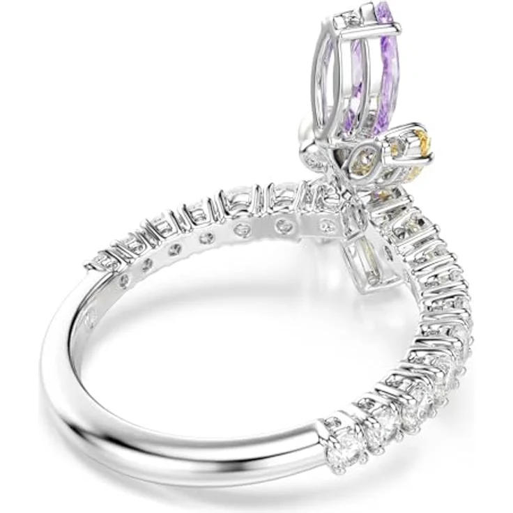 Swarovski x Ariana Grande Libellenring, rhodiniert mit klaren Swarovski Zirconia und pastellfarbenen Nuancen in Rosa und Lila – Bild 4