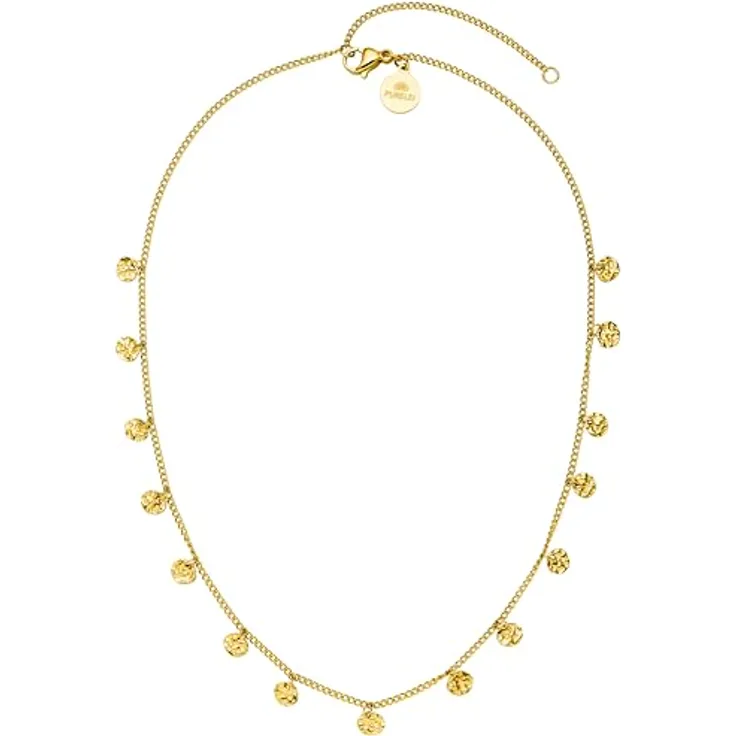 Purelei Malihini Kette (Gold), Verstellbare Damen Halskette 35-40 cm, Wasserfest & Langlebig aus Edelstahl, Elegante Kette mit geprägten Coins im orientalischem Flair