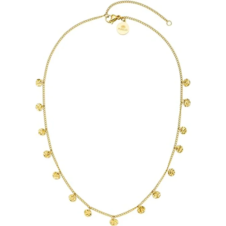 Purelei Malihini Kette (Gold), Verstellbare Damen Halskette 35-40 cm, Wasserfest & Langlebig aus Edelstahl, Elegante Kette mit geprägten Coins im orientalischem Flair – Bild 1