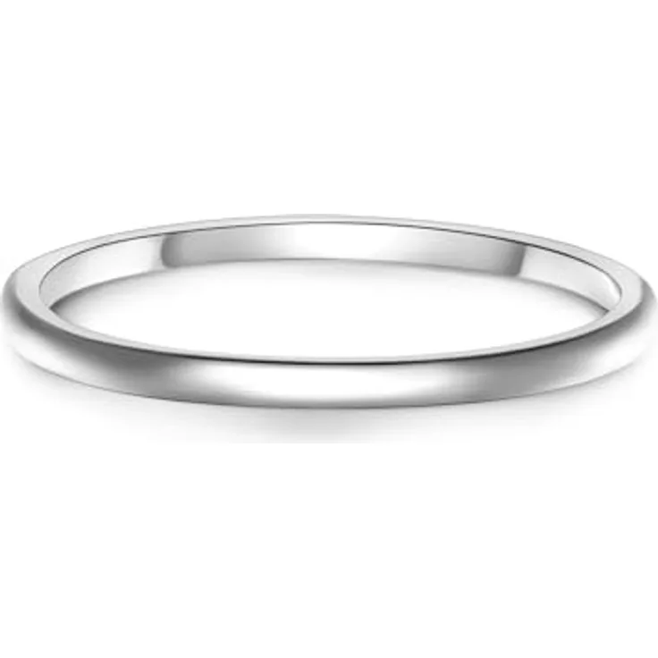 GLANZSTÜCKE MÜNCHEN Damen-Ring 925/- Sterling Silber, filigraner Stapelring aus rhodiniertem Silber, anlaufgeschützt, 1,4 mm schmal, inklusive Geschenkbox