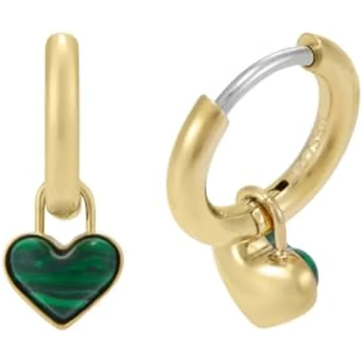 Fossil Damen Ohrringe, Goldfarbener Edelstahl mit Ringverschluss, poliert – Bild 3
