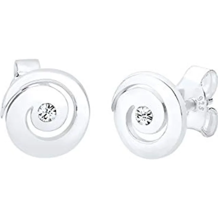 Elli Ohrringe Damen Ohrstecker Spirale mit Kristallen, 925 Sterling Silber, handgefertigt und anlaufgeschützt