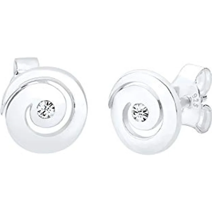Elli Ohrringe Damen Ohrstecker Spirale mit Kristallen, 925 Sterling Silber, handgefertigt und anlaufgeschützt – Bild 1