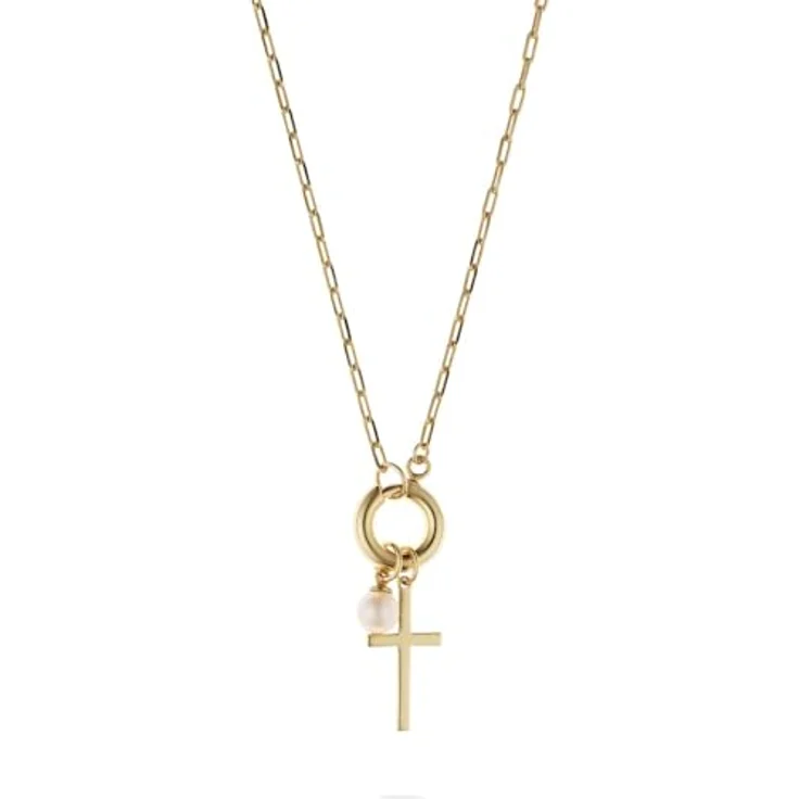 CHRIST Damen-Kette 925er Silber, recycelter Muschelkern, Gold, One Size – Bild 1