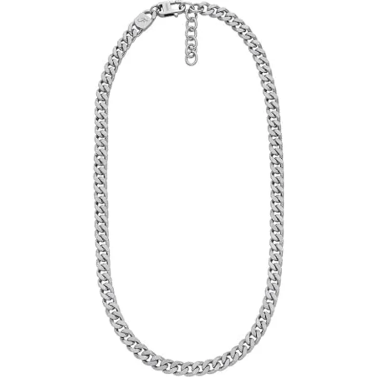 FOSSIL Herrenkette Harlow Linear Texture Chain, Edelstahl in Silber mit Karabinerverschluss – Bild 4