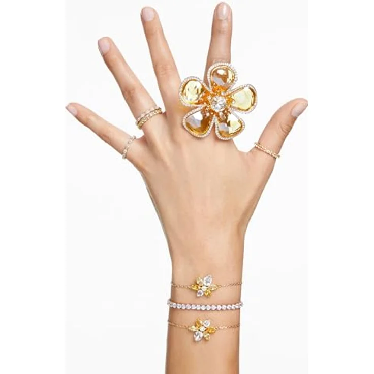 Swarovski Matrix Tennis, Vergoldetes Armkettchen mit Strahlenden Swarovski Kristallen, elegantes Design für Damen – Bild 5