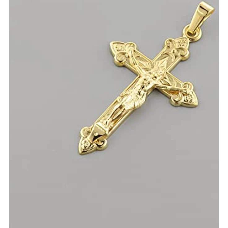 trendor Kreuz Anhänger Kruzifix Gold 333 (8 Kt) für Herren, hochglanzpoliert mit mattierter Rückseite, Größe 30 x 20 mm, elegante Geschenkidee – Bild 3