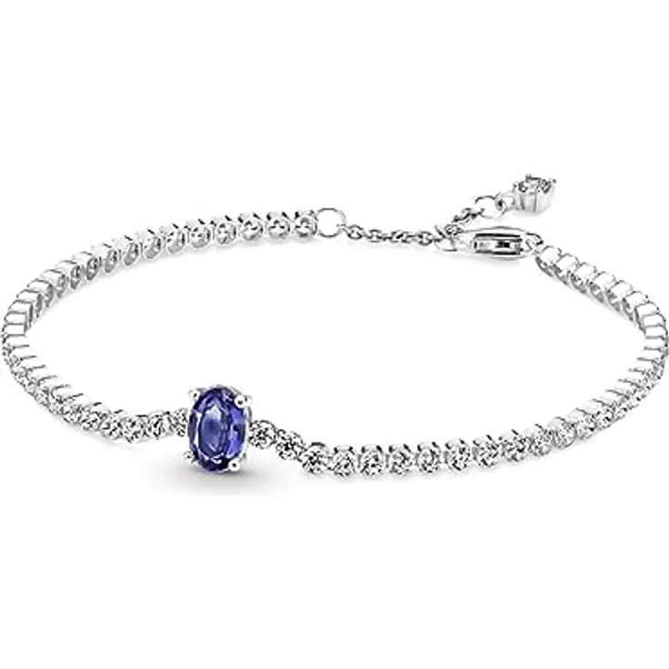 Pandora Armband Timeless "funkelnder Stein", Sterling-Silber mit blauem Kristall und Zirkonia, verstellbar 20 cm – Bild 1