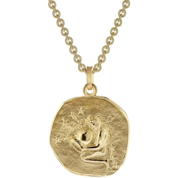 trendor Wassermann Sternzeichen Herrenkette Gold auf Silber, Ø 20 mm, 50 cm, Tierkreiszeichen Halskette aus 925 Silber, zeitloser Halsschmuck, perfekte Geschenkidee – Bild 1