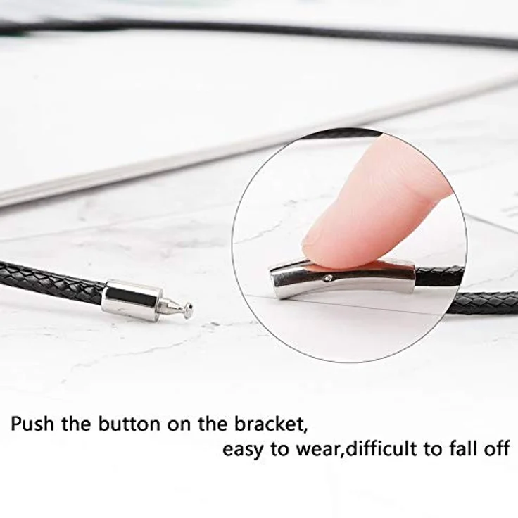 Tagaremuser 3 STÜCKE Lederband Halskette, 3mm Schwarz, Kunstleder mit 316 Edelstahlverschluss, unisex, 18"-22" Länge, wasserdichtes Wachslederdesign – Bild 5
