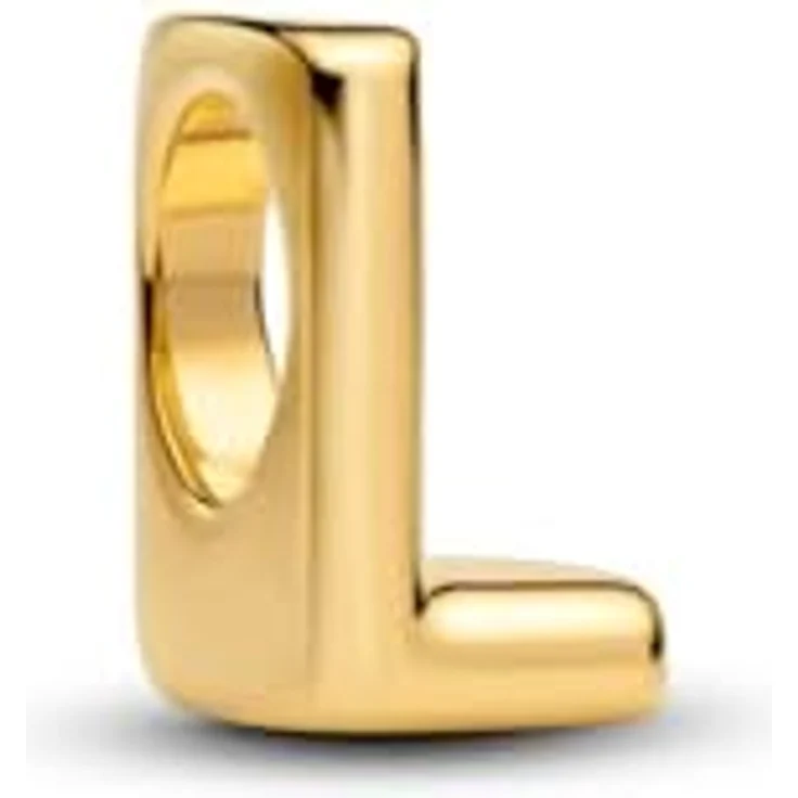 PANDORA Buchstabe L Alphabet-Mini-Charm, Sterling Silber mit 14 Karat Vergoldung, kompatibel mit Moments, 6,3 x 8,2 x 4,9 mm, handgefertigt – Bild 1