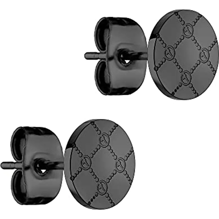 Tamaris Ohrstecker TJ-0129-E-07, logomania Design aus poliertem Edelstahl IP Black, 0,7 cm, Steckverschluss, Geschenkverpackung