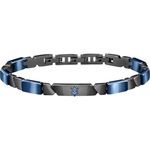 Maserati Herren Armband JEWELS Kollektion, Edelstahl und Keramik, grau und blau PVD, 22 cm, Clipverschluss, 2 Jahre Garantie