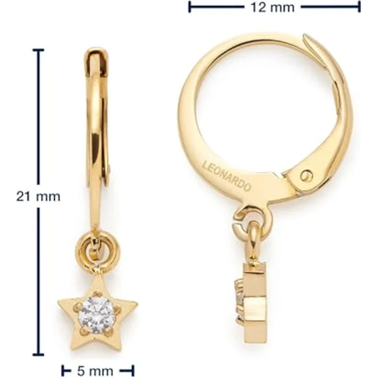 JEWELS BY LEONARDO Ciao Sattelite, Ohrringe aus goldfarbenem Edelstahl mit Zirkonia-Stein im hängenden Stern, 1 Paar Ohr-Hänger für Damen – Bild 2