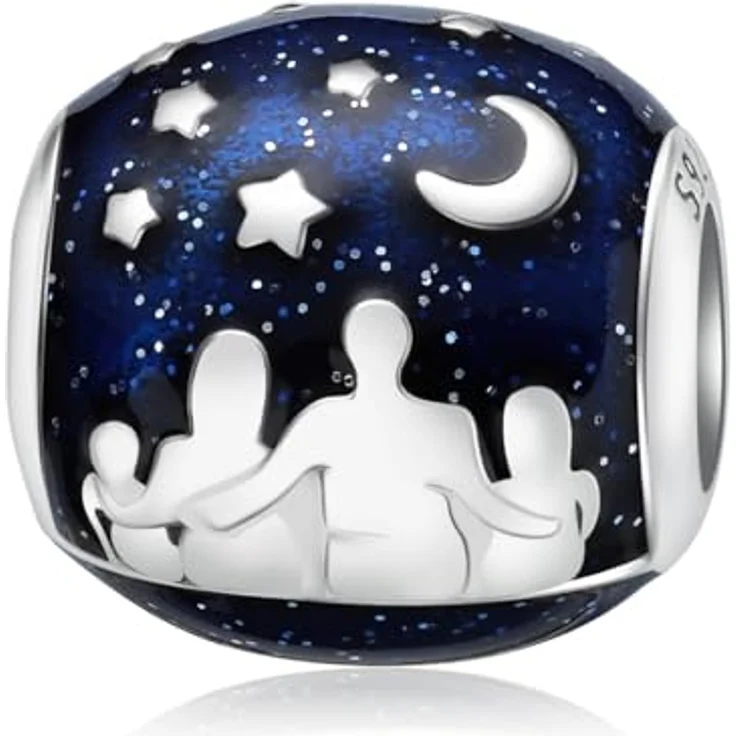 HappyStar 925 Sterling Silber Charms, I LOVE MOM Dangle Anhänger für Pandora Armbänder, Bead Charm mit 5A-Zirkonen, inklusive Geschenkverpackung und Gratis-Abstandsperle – Bild 1