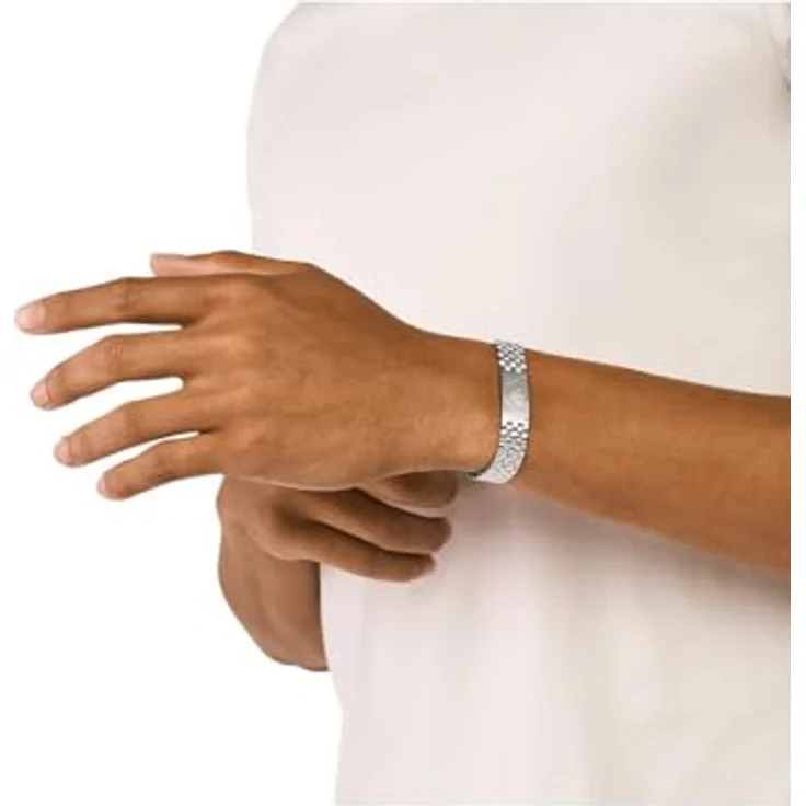 Emporio Armani EGS3126040 Herren-Armband aus Edelstahl, silberfarben, mit gebürstetem Finish und zentralem Logo – Bild 2