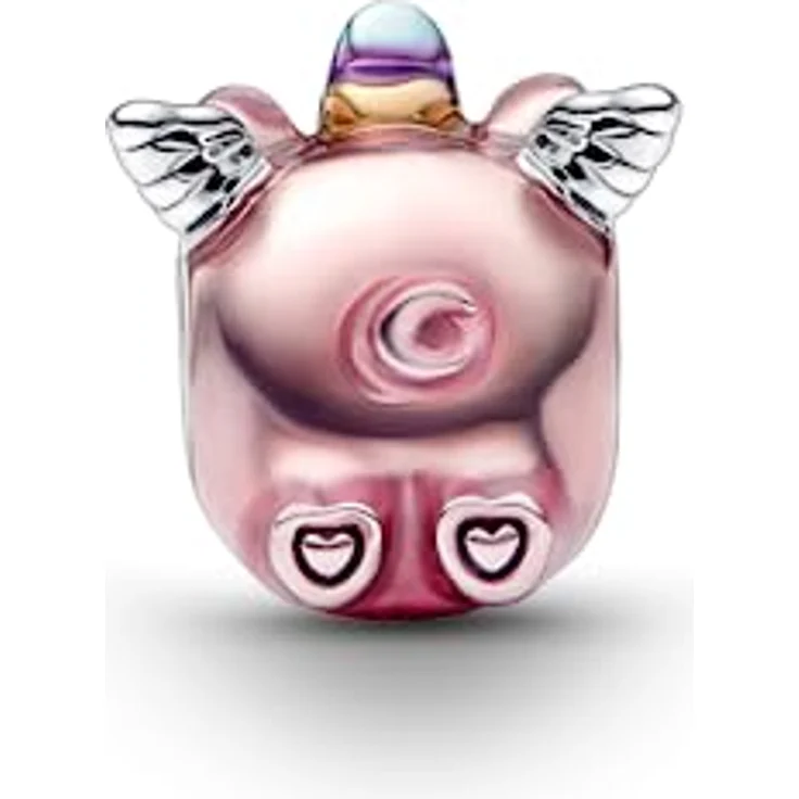 PANDORA Fliegendes Einhorn Schwein Charm, Sterling-Silber mit rosa Emaille, PANDORA Moments Kollektion, 792573C01 – Bild 2