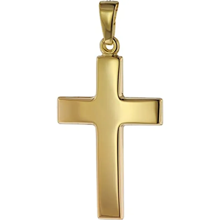 trendor Kreuzanhänger Gold 585 (14 Karat) 24 mm Damen und Herren, eleganter Schmuck aus Echtgold, Geschenkidee in Geschenk-Box