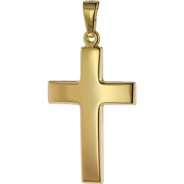 trendor Kreuzanhänger Gold 585 (14 Karat) 24 mm Damen und Herren, eleganter Schmuck aus Echtgold, Geschenkidee in Geschenk-Box – Bild 1