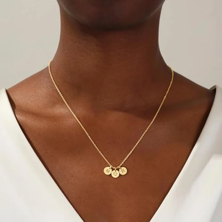 TINGN 2 Buchstaben Kette Damen, 14K Gold Vergoldet, Herz und Monogramm R&M, 45 cm+6 cm Verlängerung, hypoallergen, perfekt als Geschenk für Frauen und Mädchen – Bild 2