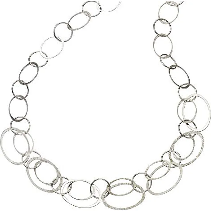 Celesta Damen Halskette 925/- Sterling Silber, 45 cm diamantiert, weiß, mit filigranen Silberringen im Geschenketui