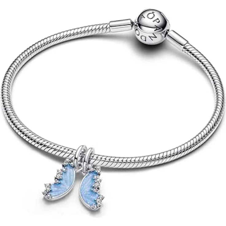 PANDORA Moments Teilbarer Schmetterling Charm-Anhänger aus Sterling-Silber mit Zirkonia und blauer Emaille, Gravur „TOGETHER ABOVE ALL“, Kompatibel ME und Moments, 794244C01 – Bild 3