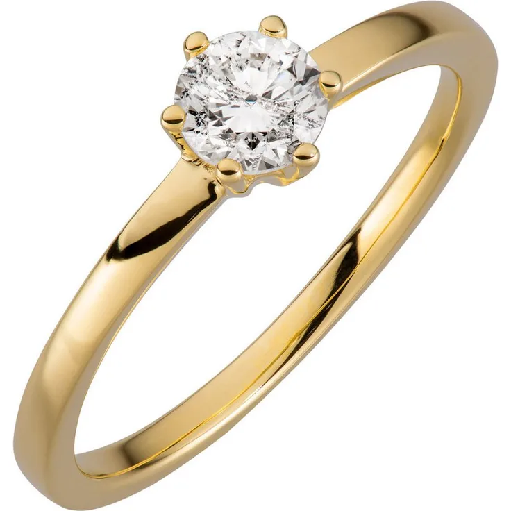 Orolino Fingerring Gold 750, Damen-Ring mit natürlichem Brillant 0,50 ct. in Gelbgold, glänzend, P1 Reinheit