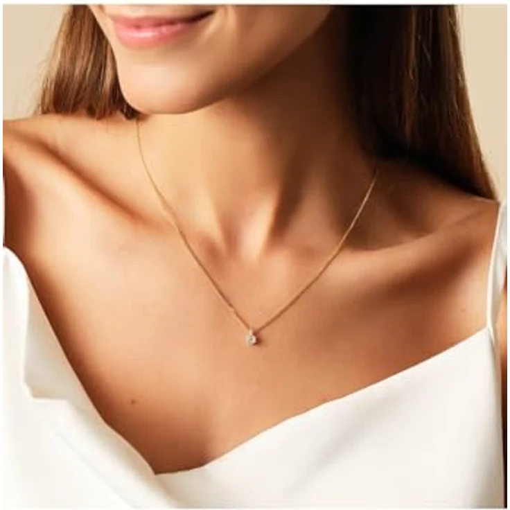 CHRIST Damen-Kette 1 Diamant, rhodiniert, 585er Weißgold mit Blüten-Anhänger im Brillantschliff – Bild 2