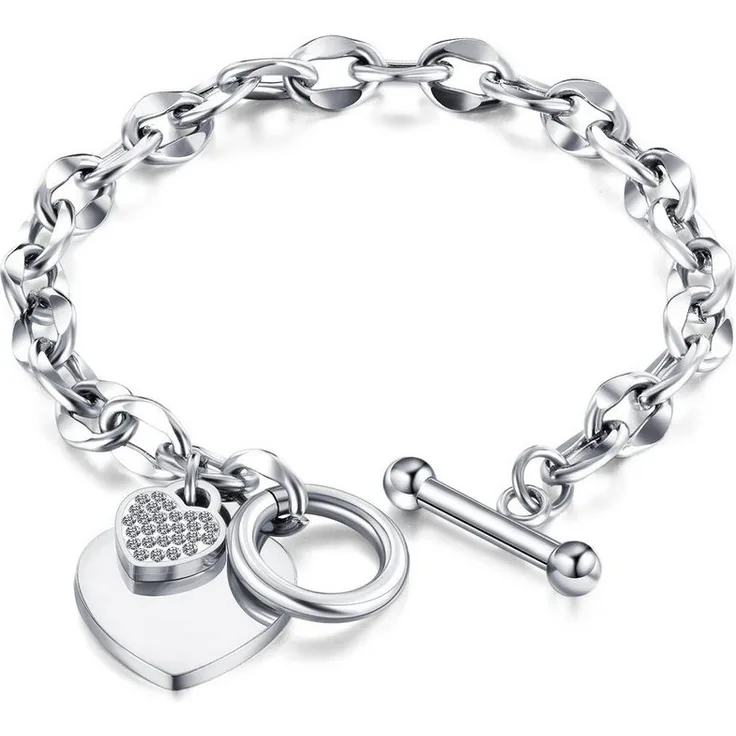 COLLEZIONE ALESSANDRO Armband Strassherz, Edelstahl mit modernen Gliedern und romantischem Design