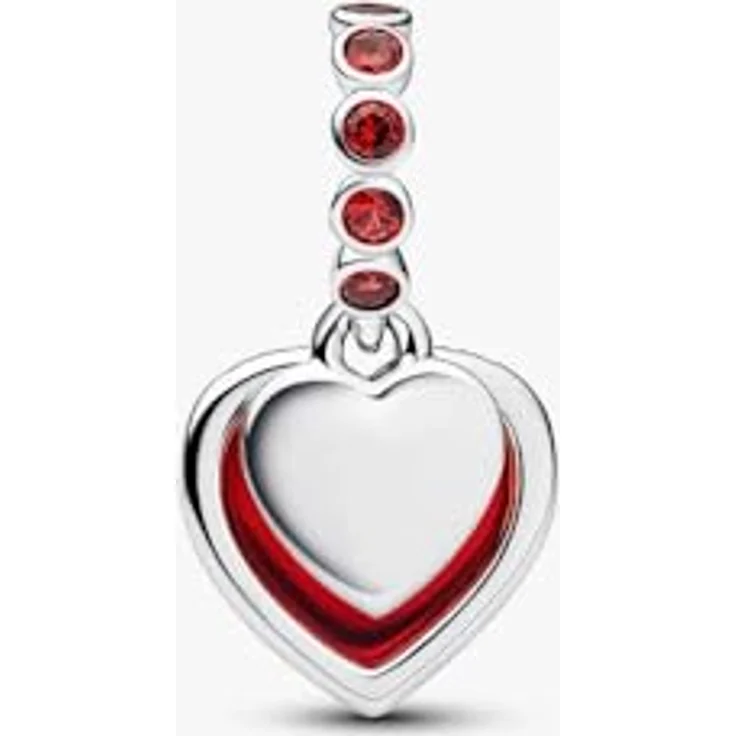 PANDORA Moments Rotes Murano-Glas Herz Doppel-Charm-Anhänger aus Sterling Silber mit künstlichem Kristall und Gravur „YOU ARE MY SOULMATE“, kompatibel mit ME und Moments, 794429C01 – Bild 2