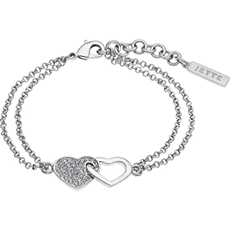 JETTE Damen-Armband 925er Silber rhodiniert mit 33 Zirkonia, One Size, 17 cm + 3 cm Verlängerung, Silber