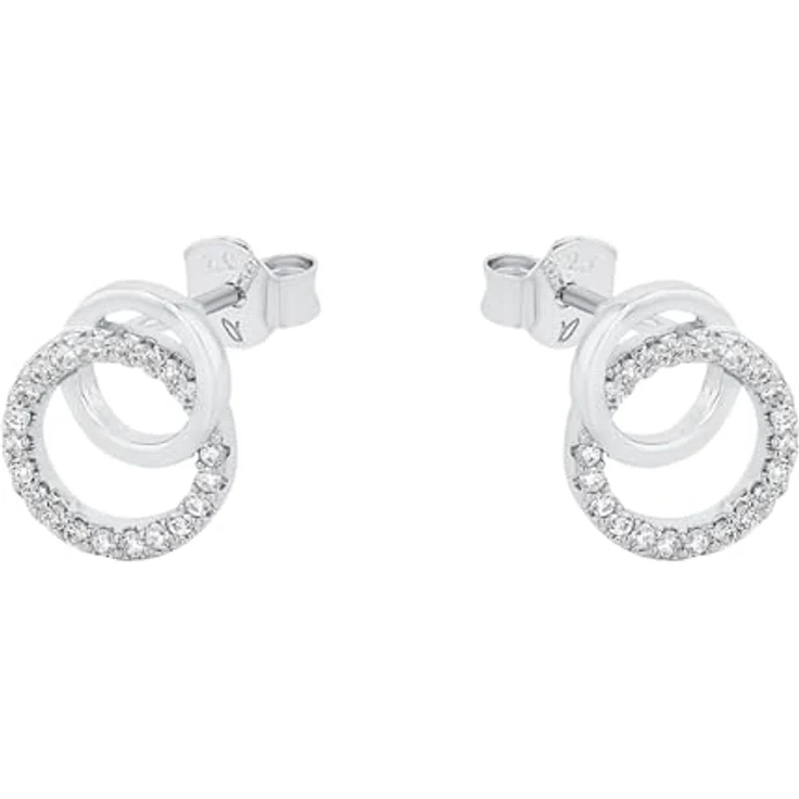 Amor Paar Ohrstecker, 925 Sterling Silber mit Zirkonia, Rhodium Schutzschicht, Kreis Design – Bild 3