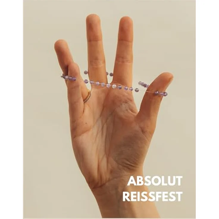 GD GOOD.designs Amethyst Armband Damen mit facettierten 4mm Edelstein Perlen und 925 Silber Perle | Elastisches Naturstein Armband für Handgelenke 15-19 cm | Inkl. Geschenkbeutel – Bild 3