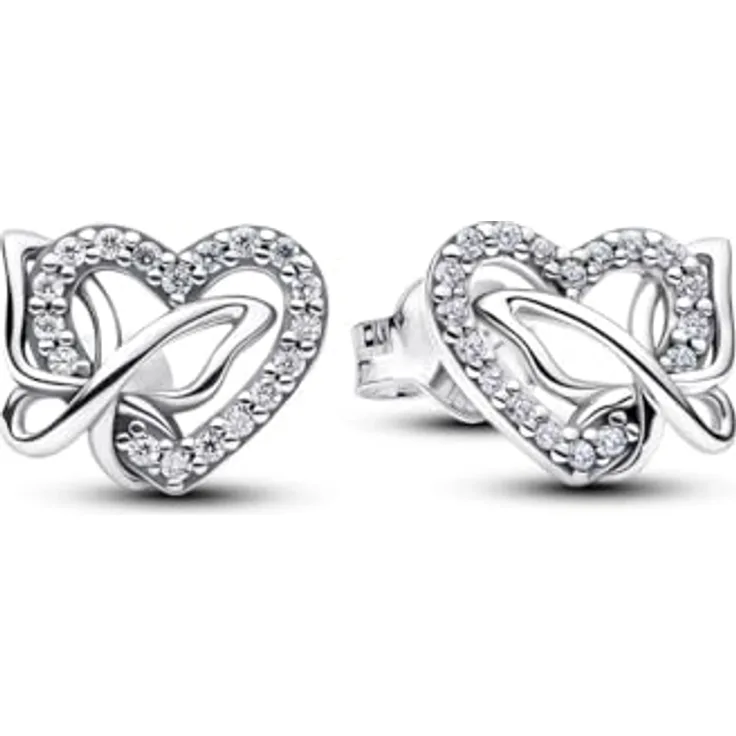 Pandora Ohrstecker Herz Schmetterling, 925 Sterling Silber mit 36 Cubic Zirkonia, durchbrochenes Design für Damen Schmuck