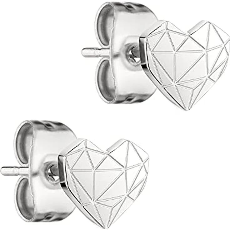 LIEBESKIND Ohrstecker Mini Broken Heart, Edelstahl, grafisches Design, 0,5 cm, Steckverschluss – Bild 2