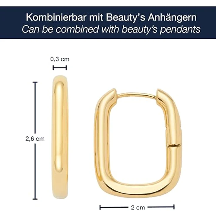 JEWELS BY LEONARDO Ohrringe Bernice, goldfarbene Creolen aus Edelstahl, geometrische Form, allergikerfreundlich, 2,6 x 0,3 x 2 cm, ideal als Schmuck Geschenk für Frauen – Bild 2