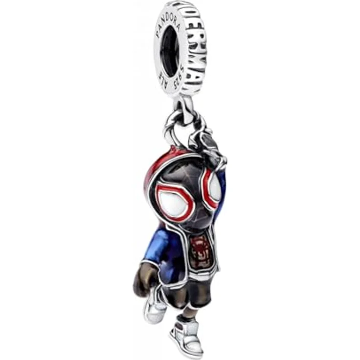 PANDORA Marvel Spider-Man Miles Morales Charm-Anhänger aus Sterling-Silber, kompatibel mit ME und Moments, 7,1 x 21,5 x 10 mm, handgefertigt mit Emaille-Details, 793842C01 – Bild 2