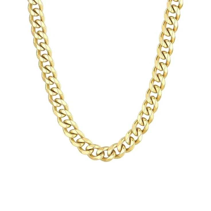 ChainsHouse Damen Halskette, 55cm vergoldete Edelstahl Panzerkette 9mm, antiallergisch, ideal als Geschenk für Mutter und Partner – Bild 1