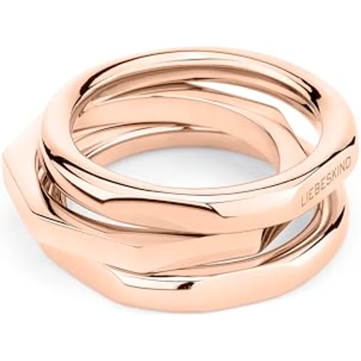 LIEBESKIND Ring LJ-1497-R-56, Edelstahl IP Roségold poliert, Größe 56 cm