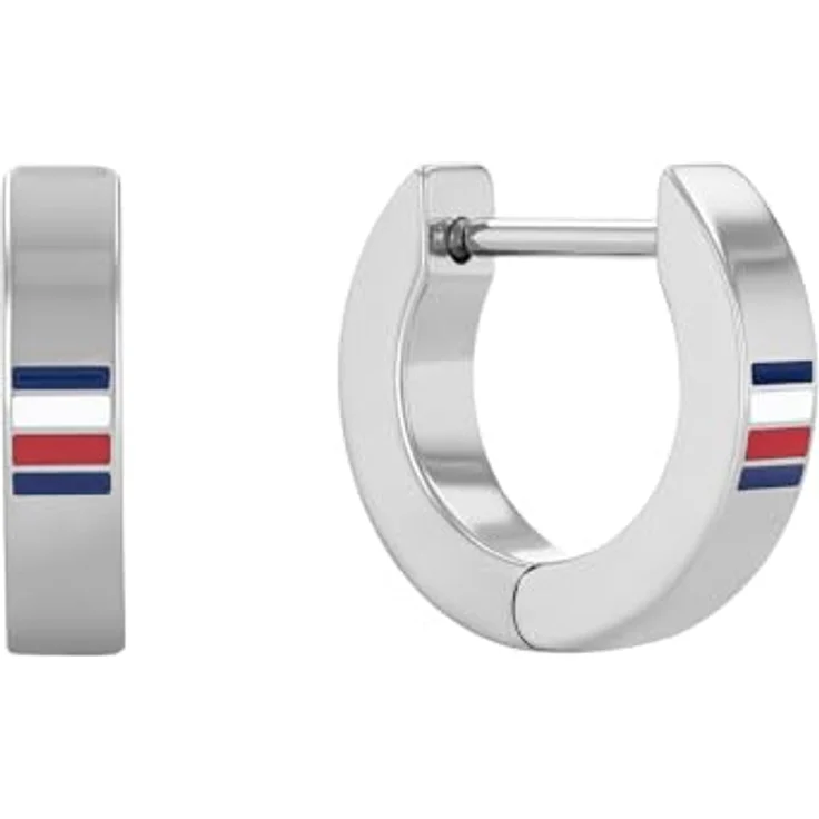 Tommy Hilfiger Jewelry Ohrstecker für Herren, Edelstahl mit emailliertem Flaggenlogo, 12mm Klappverschluss – Bild 1
