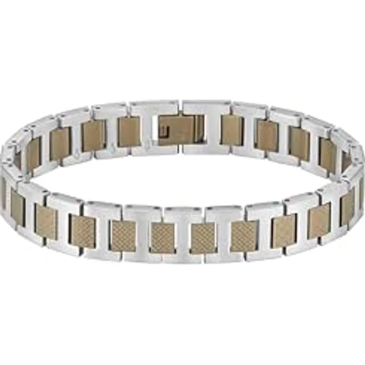 Lacoste Metropole Gliederarmband für Herren, Edelstahl mit khaki-plattiertem Stahl, 190 mm, H-Link-Design, sicherer Klappverschluss – Bild 3