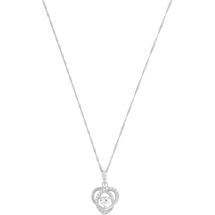 Amor Kette mit Herz-Anhänger aus 925 Sterling Silber, Zirkonia synth., 45 cm, weiß, in Geschenkbox