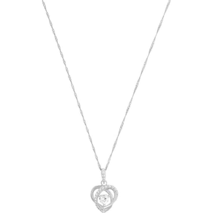 Amor Kette mit Herz-Anhänger aus 925 Sterling Silber, Zirkonia synth., 45 cm, weiß, in Geschenkbox – Bild 1