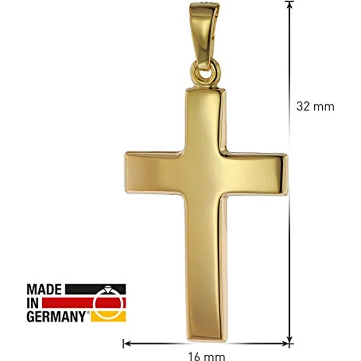 trendor Kreuzanhänger Gold 585 (14 Karat) 24 mm Damen und Herren, eleganter Schmuck aus Echtgold, Geschenkidee in Geschenk-Box – Bild 4