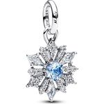 PANDORA Moments Disney Eiskönigin Elsa Schneeflocke Charm-Anhänger, Sterling-Silber mit eisblauen Kristallen und Zirkonia, kompatibel mit ME und Moments, 794209C01