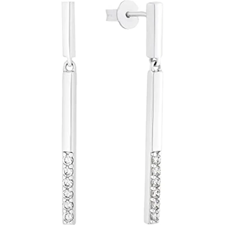 s.Oliver Ohrstecker 925 Sterling Silber mit 12 Zirkonia-Steinen, Damen Schmuck in Geschenkbox, 37 mm Länge – Bild 1