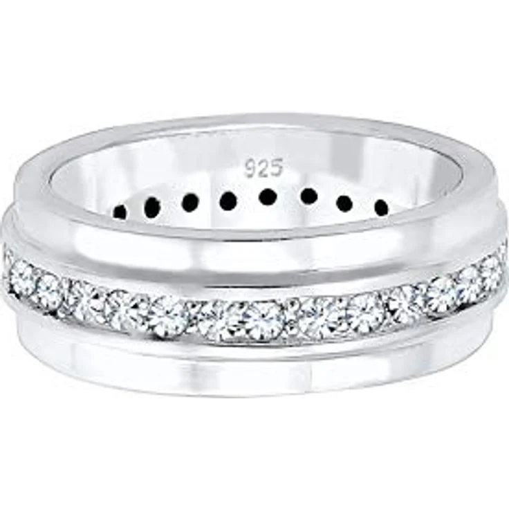 Elli Ring Damen Band Klassik mit Kristallen, 925 Sterling Silber, anlaufgeschützt, handgefertigt – Bild 2